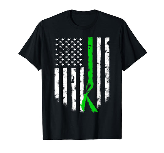 Cerebral Palsy Awareness Shirt American Flag Green Ribbon T-Shirt for Women Kids Men