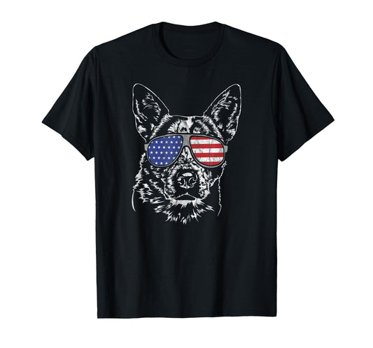 Funny Proud Cattle Dog Heeler American Flag T-Shirt tee Gift T-Shirt