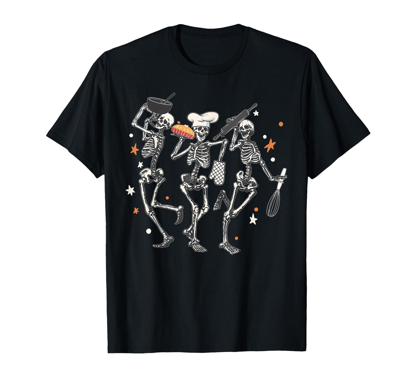 Chef Dancing Skeletons Baking Halloween Cookie Baker T-Shirt
