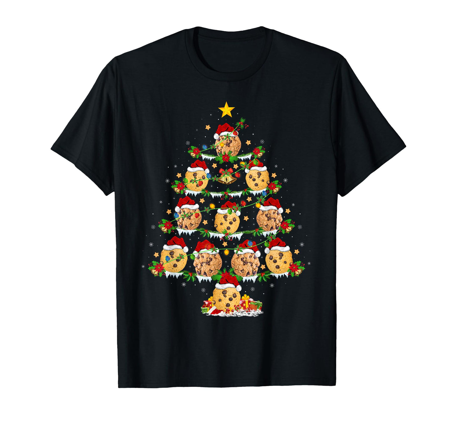 Cookie Biscuit Christmas Tree Lights Funny Cookies Xmas T-Shirt