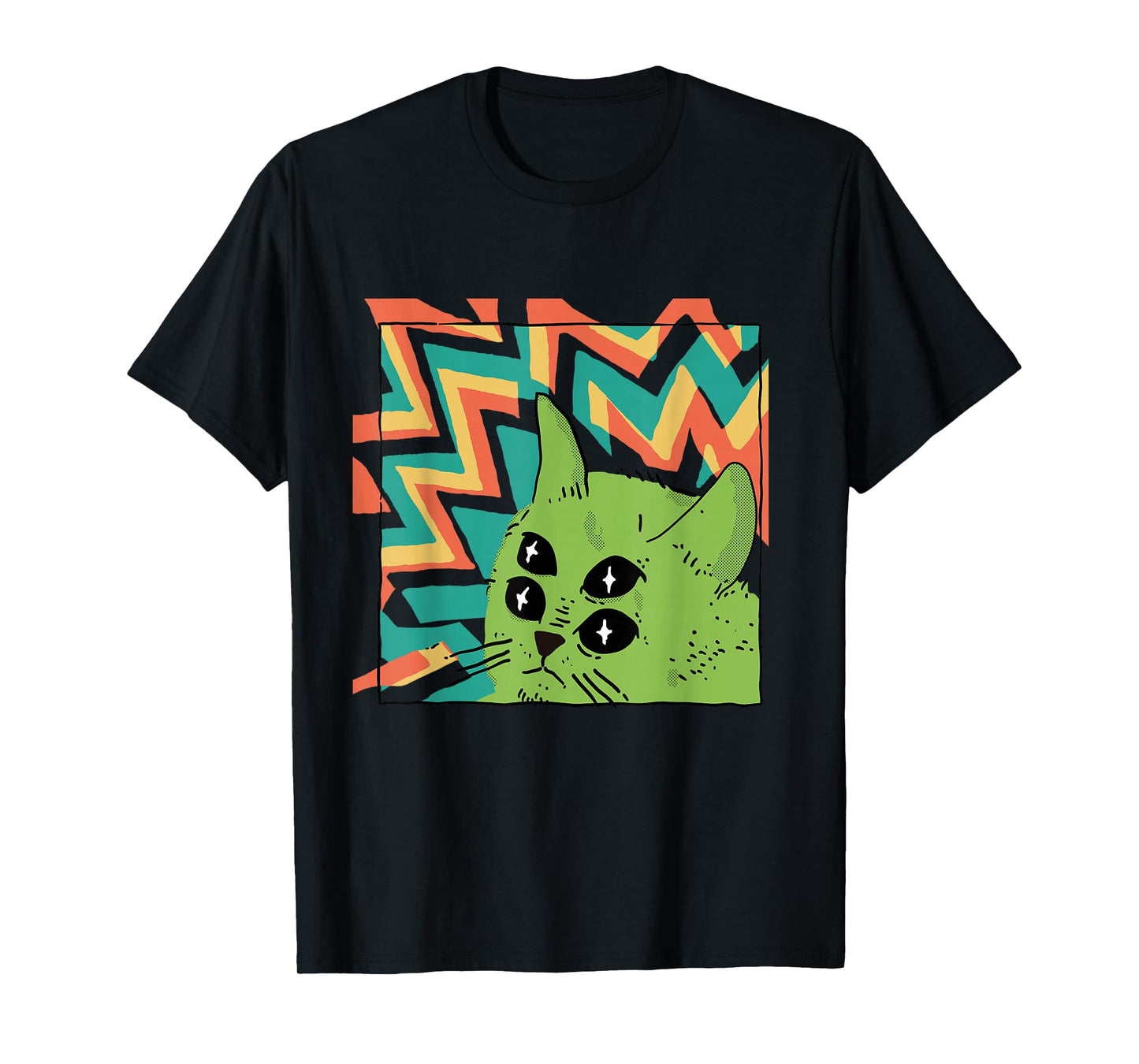Alien Cat with 4 Eyes Surreal Style Vintage Retro T-Shirt