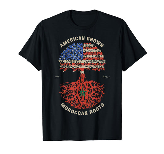 American Grown Moroccan Roots Morocco Flag T-Shirt