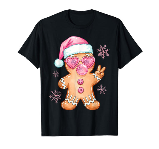 Cool Gingerbread Girl Christmas Bubblegum T-Shirt