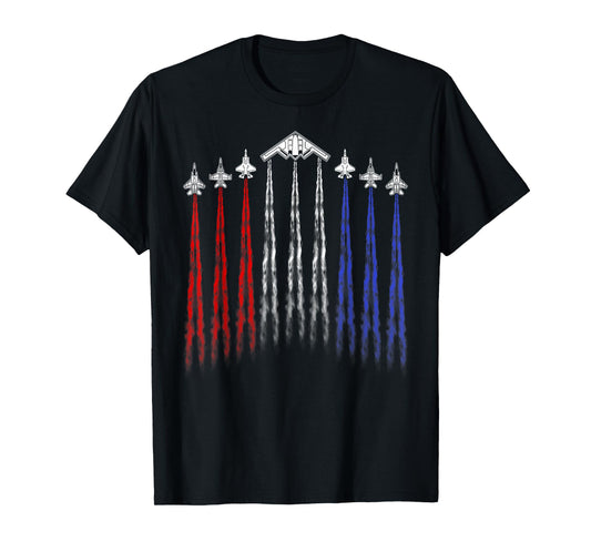4th Of July Fighter Jet Airplane Red White Blue Patriotic T-Shirt