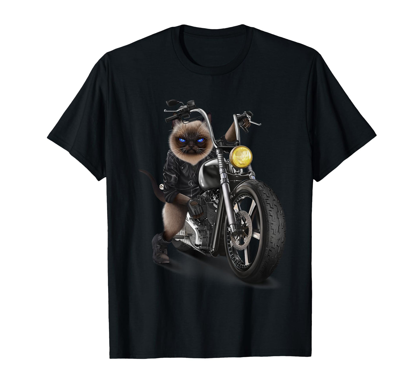 Biker Cat Riding Chopper Motorcycle T-Shirt