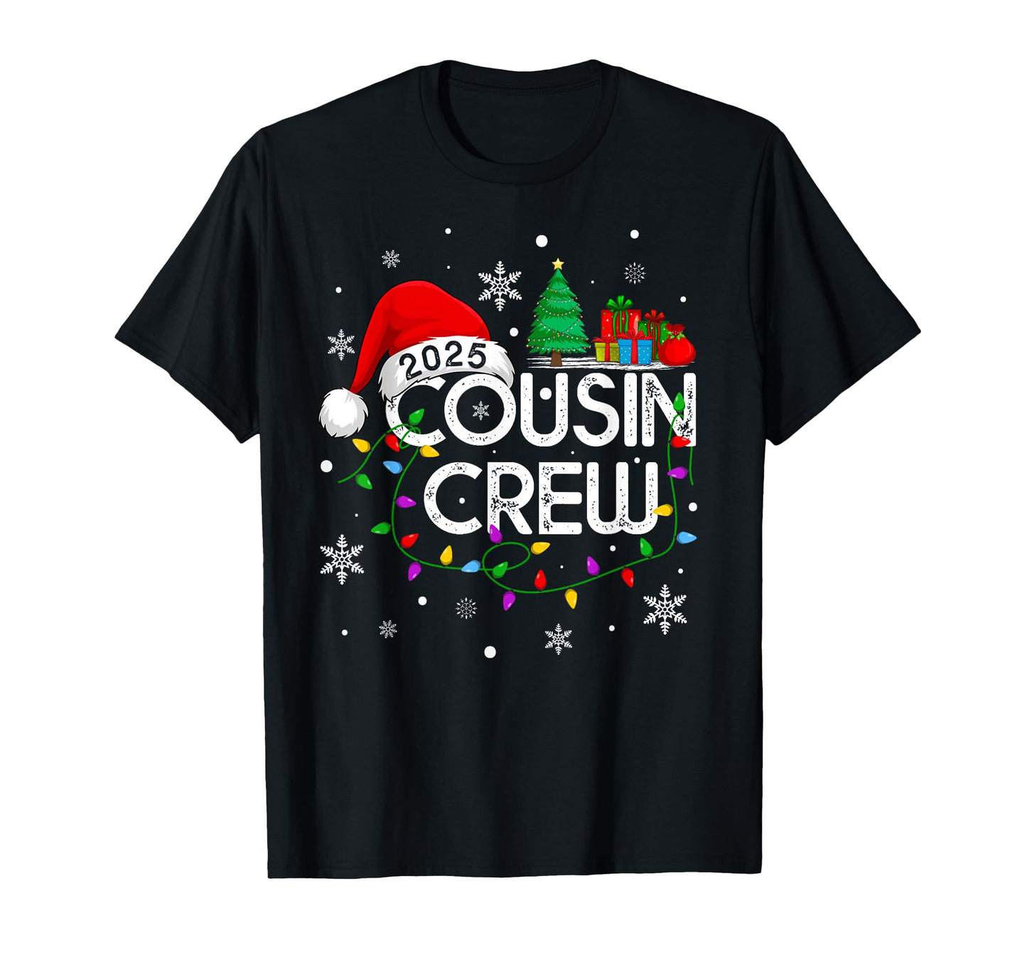 Cousin Crew 2025 Christmas Family Men Women Kids Xmas Lights T-Shirt
