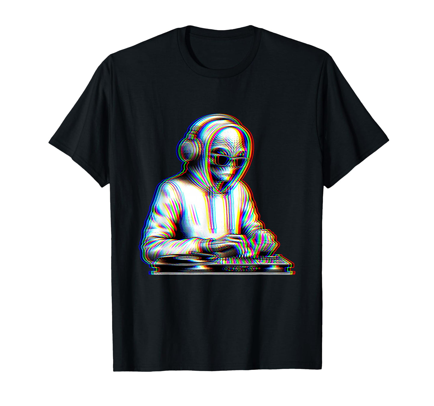 Trippy Alien Dj Rave Festival Optical Illusion EDM Music Ufo T-Shirt