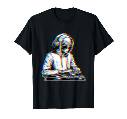 Trippy Alien Dj Rave Festival Optical Illusion EDM Music Ufo T-Shirt