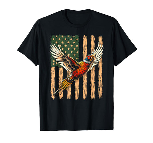 American Flag Pheasant Birds Hunting Pheasant Hunter Dad T-Shirt