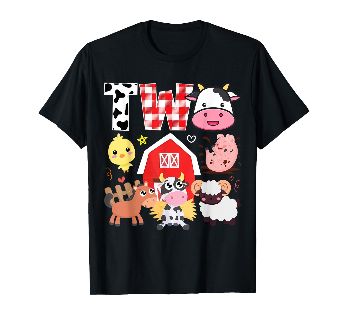 2nd Birthday Two Year Old Farm Theme Animals Birthday Party T-Shirt