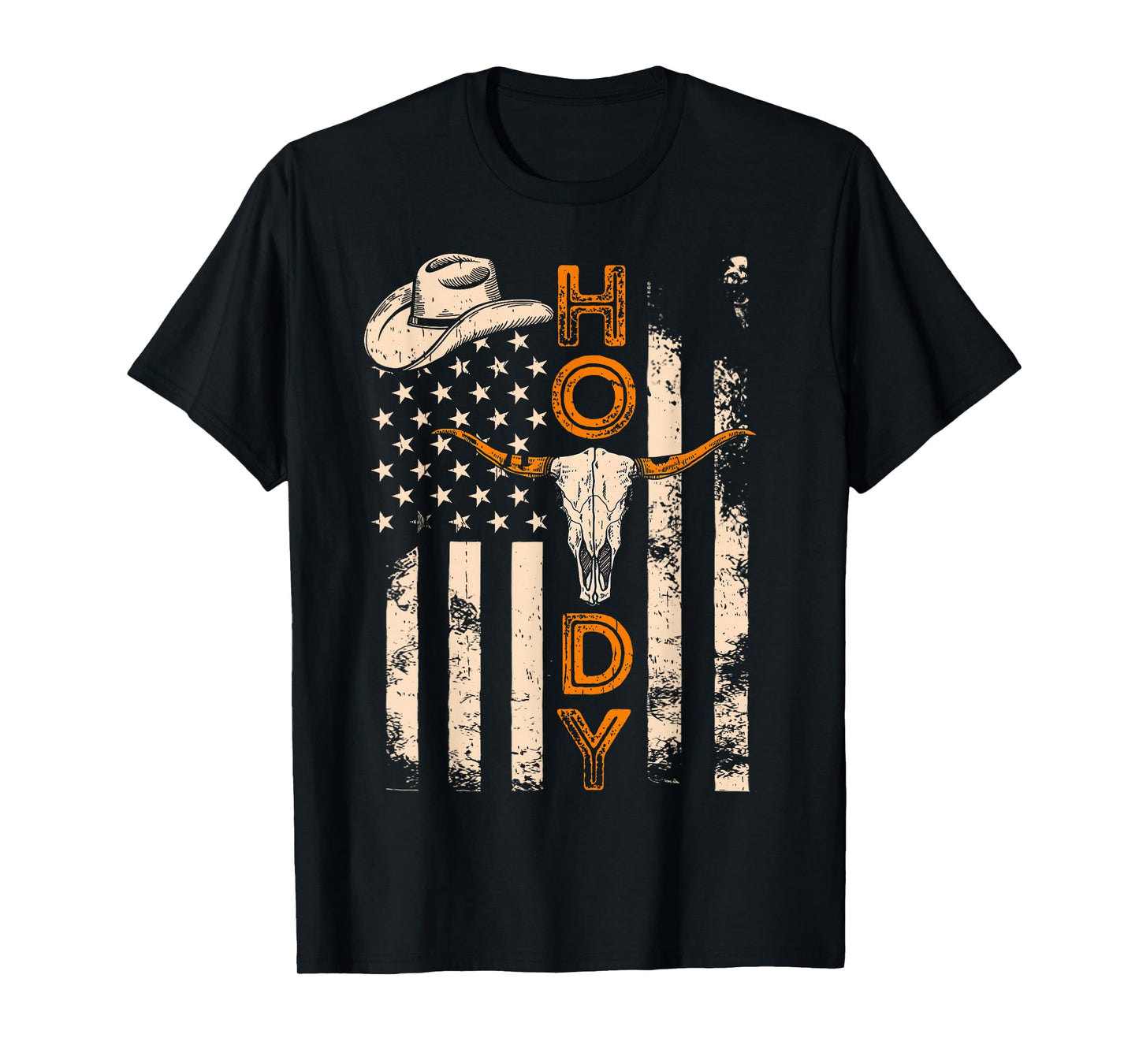 Western Country Rodeo Southern Howdy Cowboy American Flag T-Shirt