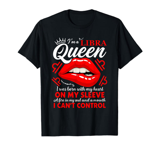 Libra Queen Zodiac Red Lip Birthday Graphic Men Women T-Shirt