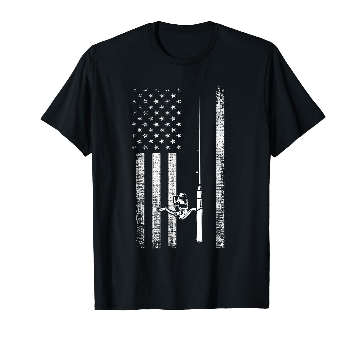 Patriotic American Men Fisherman Hobby USA Flag Fishing T-Shirt
