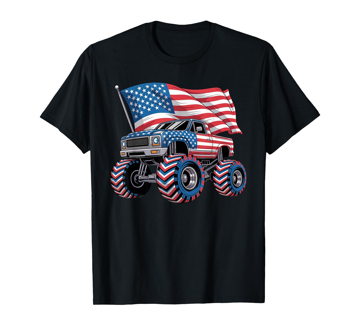 Monster Truck 4th of July American Flag Monster Trucks Lover T-Shirt