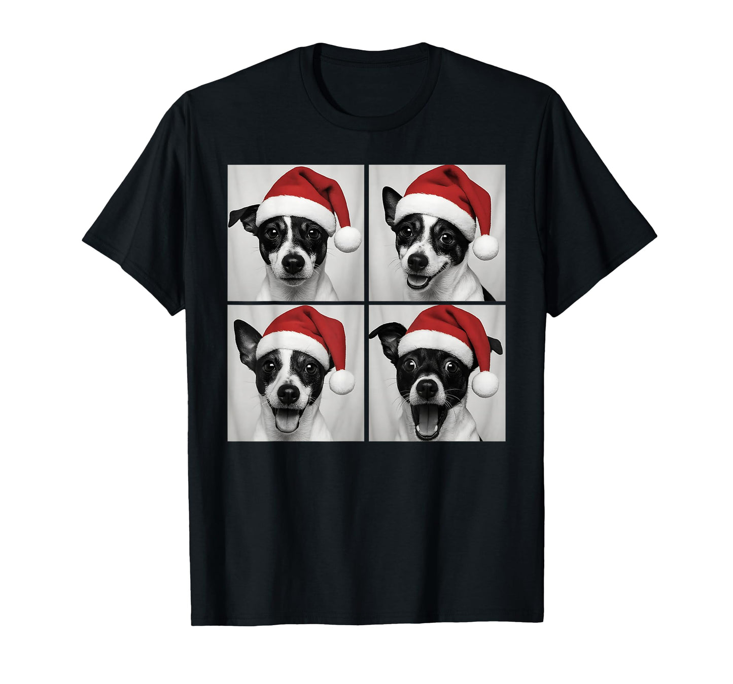 Funny Christmas Rat Terrier Santa Dog Lover Photo Booth T-Shirt