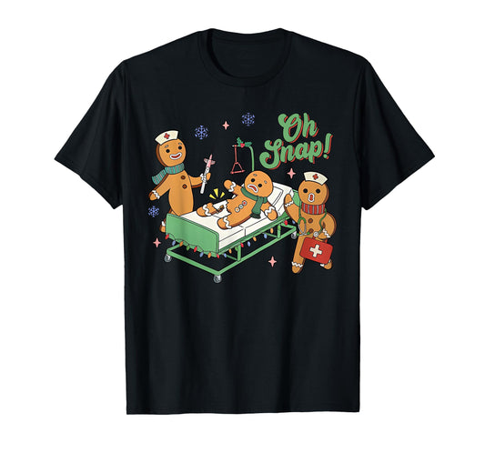 Christmas Nurse Oh Snap Gingerbreads Bone Snap Nurse Team T-Shirt