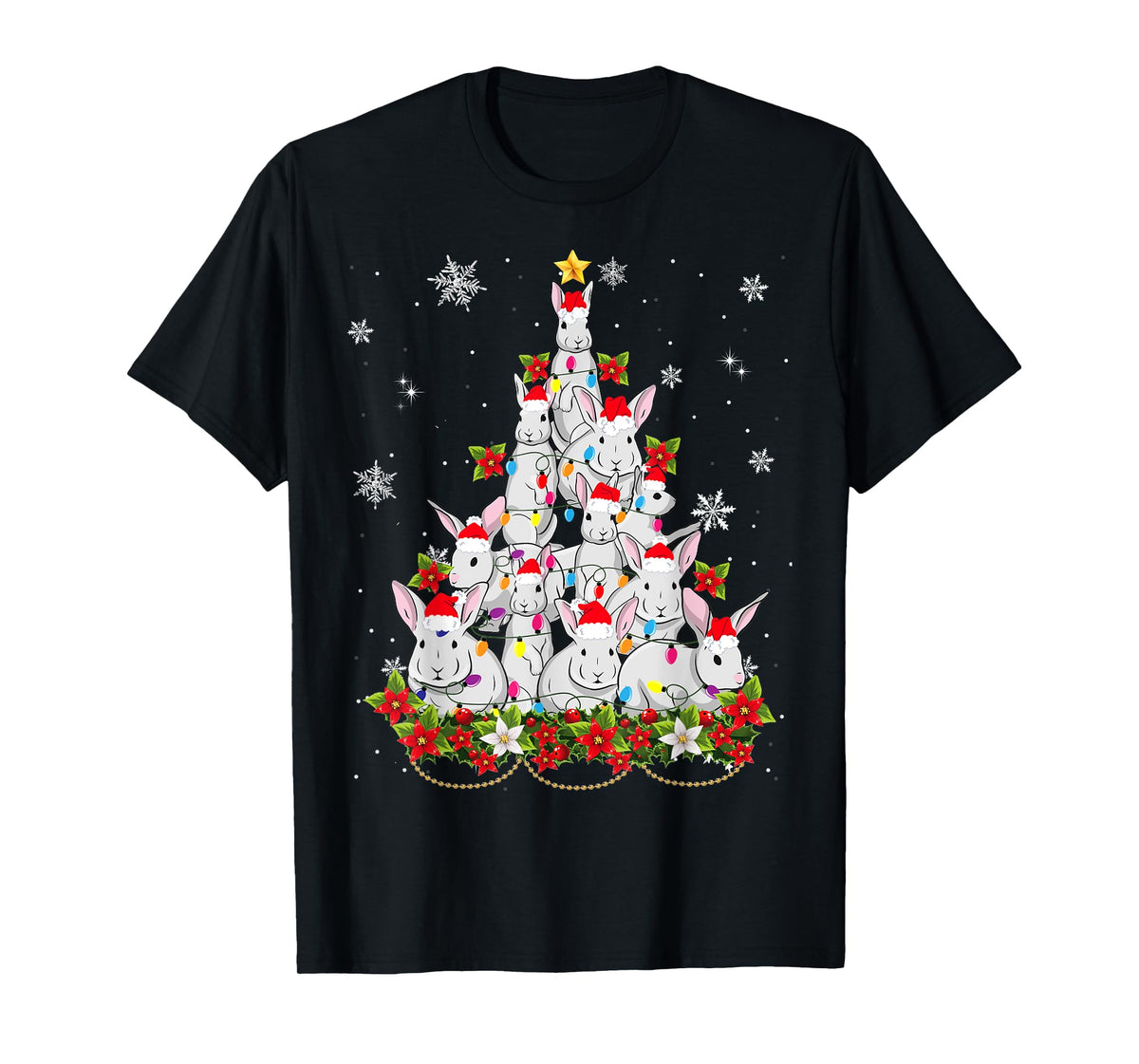 Santa Rabbit Bunny Christmas Tree Ornament Decor Gifts T-Shirt