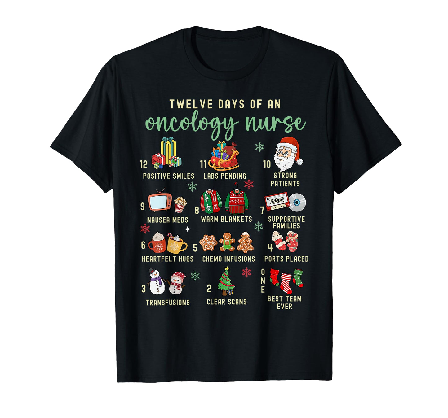 Christmas Oncology Rn Nurse 12 Days Of An Oncology Nurse T-Shirt