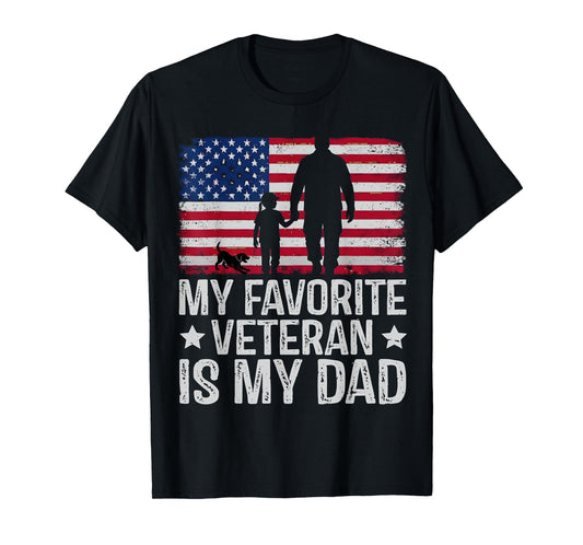 My Favorite Veteran is My Dad American Flag Military Girl T-Shirt