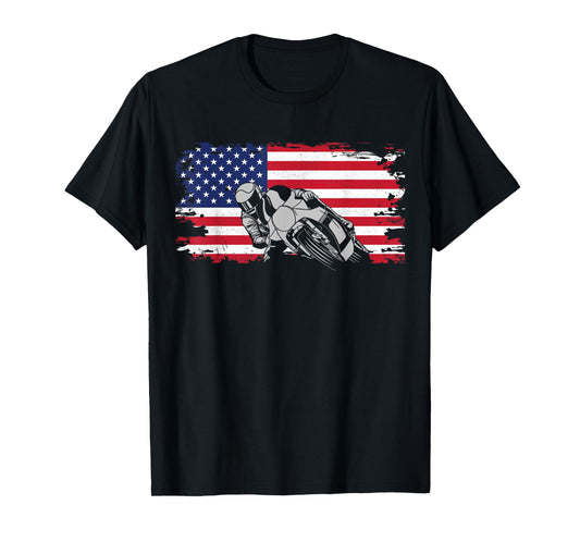 American Flag Motorcycle T-Shirt