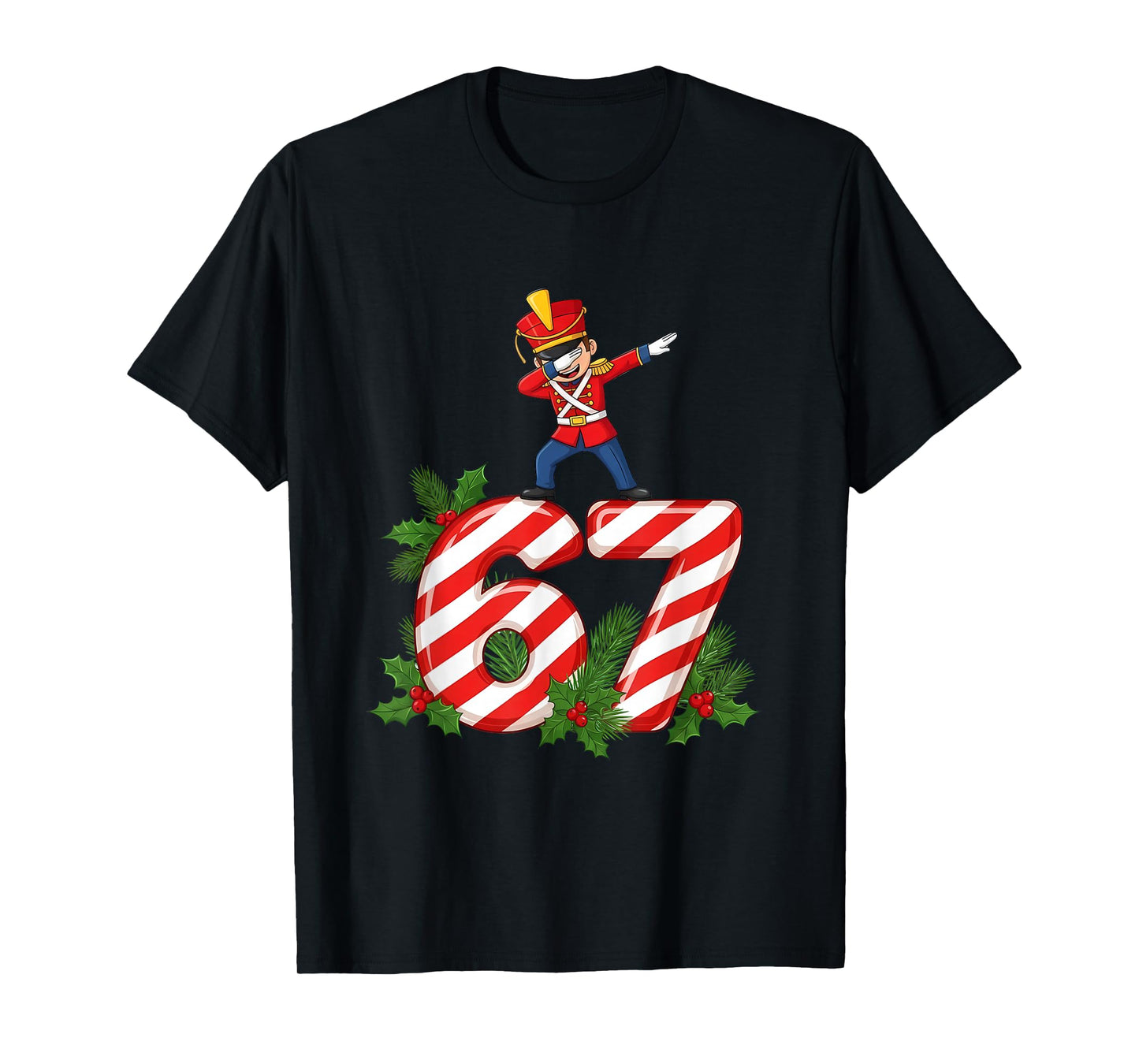 Six Seven Meme Dabbing Christmas Toy Soldier 67 Gen Z Apha T-Shirt