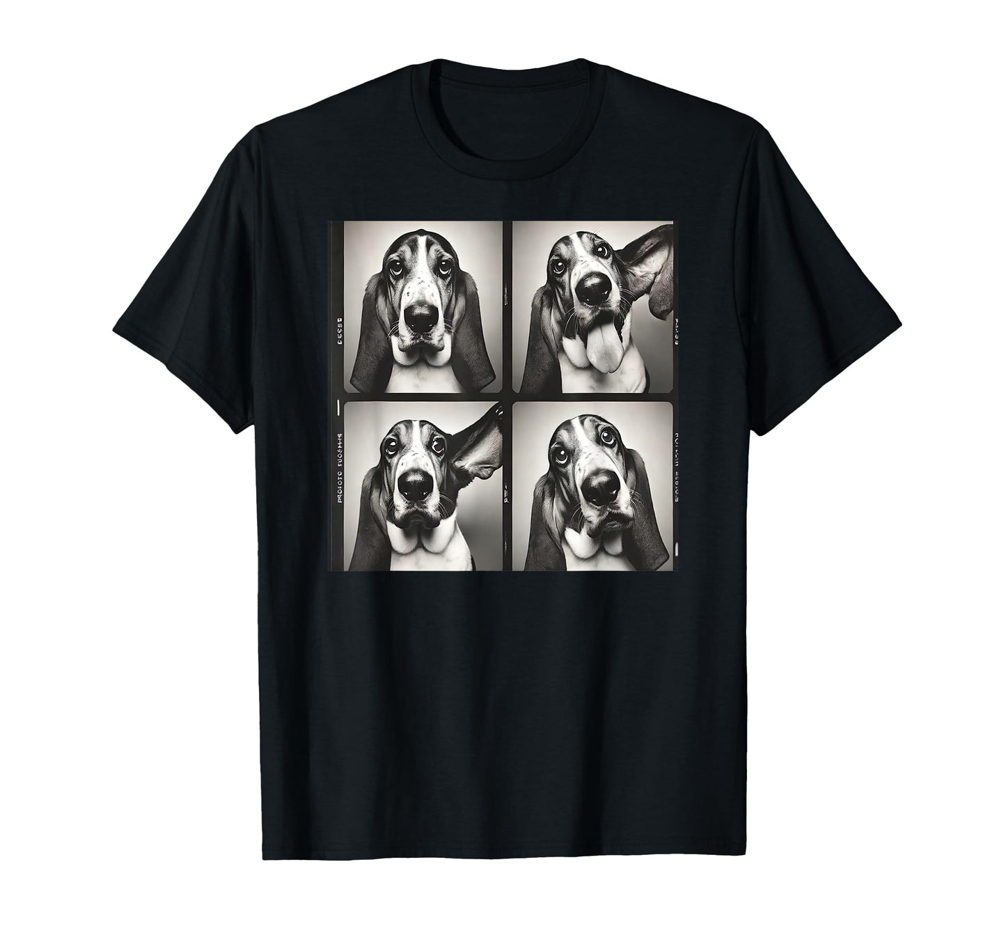 Retro Dog Basset Hound Photobooth Selfie Photostrip Dog Mom T-Shirt