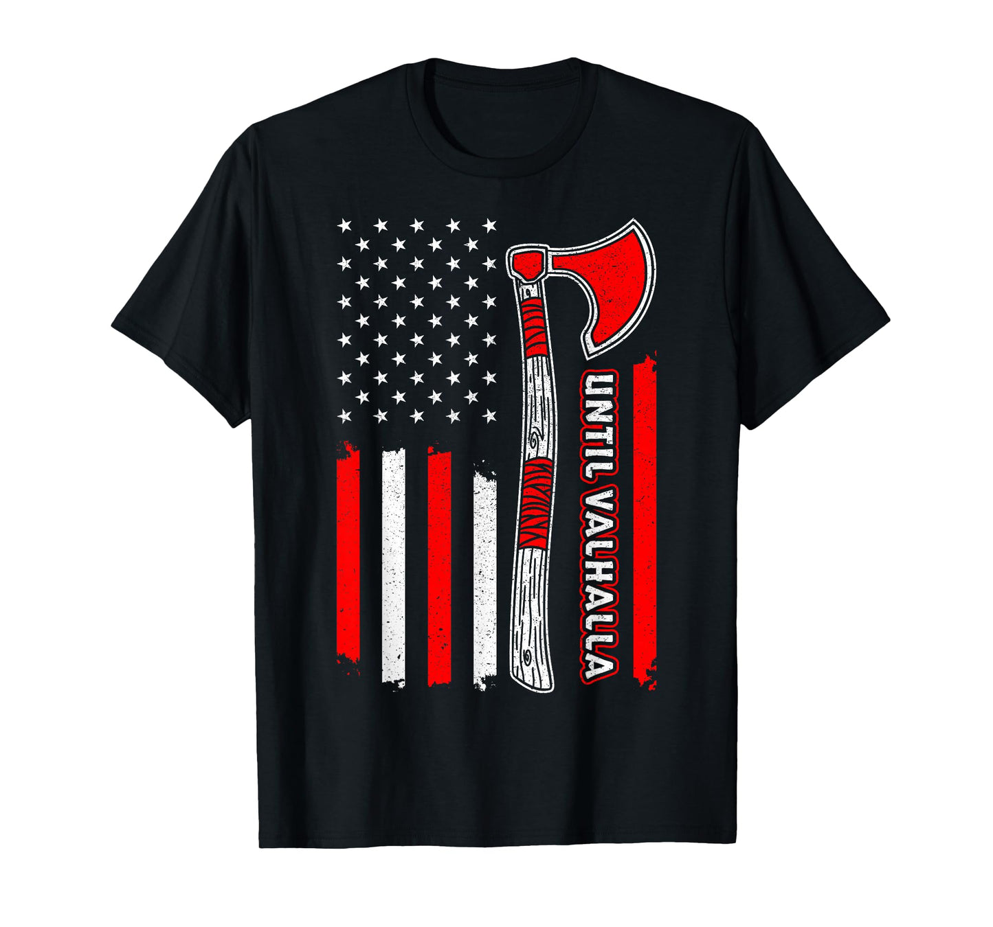 Until Valhalla American Flag – Norse Viking T-Shirt