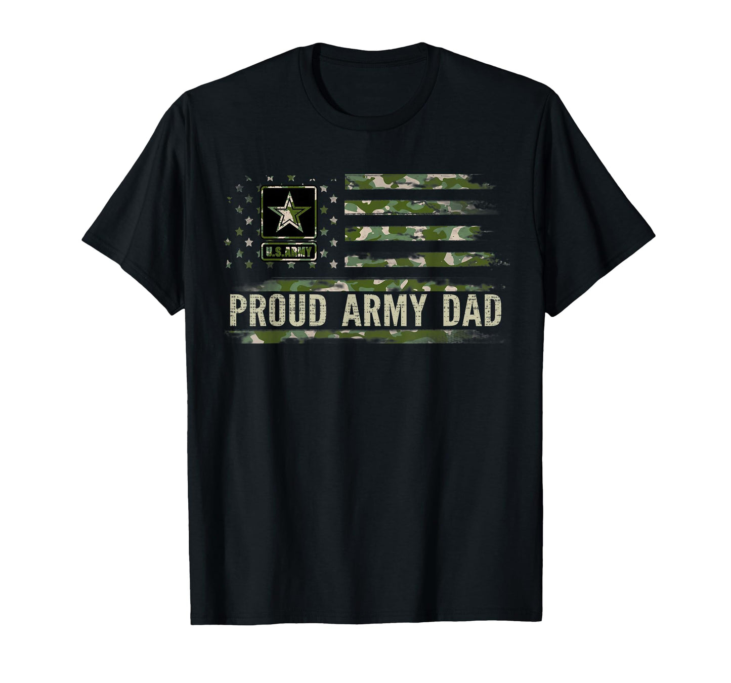 Vintage Proud Army Dad Camo American Flag Veteran Gift T-Shirt