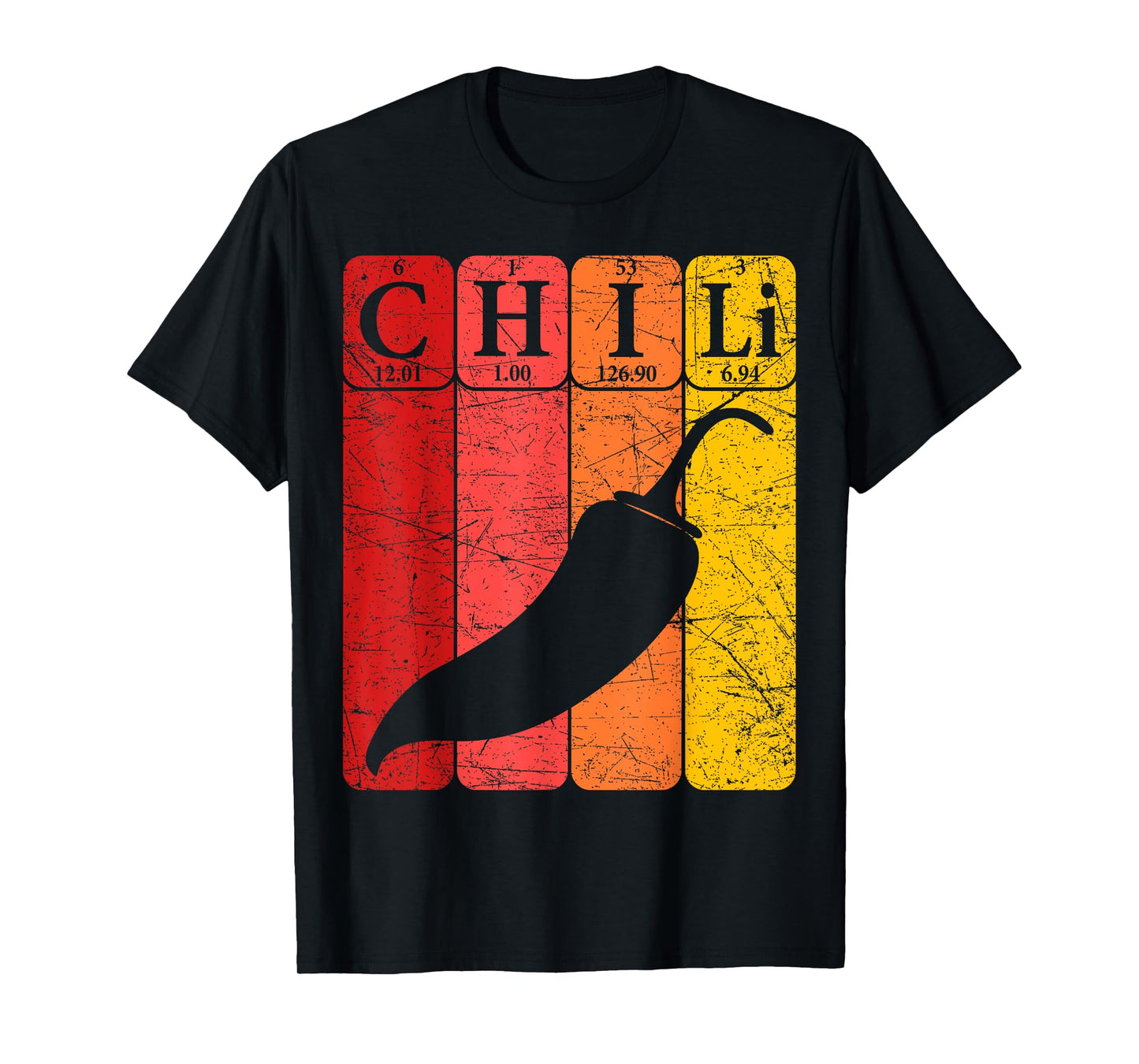 Chili Periodic Table Elements Chili Pepper Spicy Food Retro T-Shirt