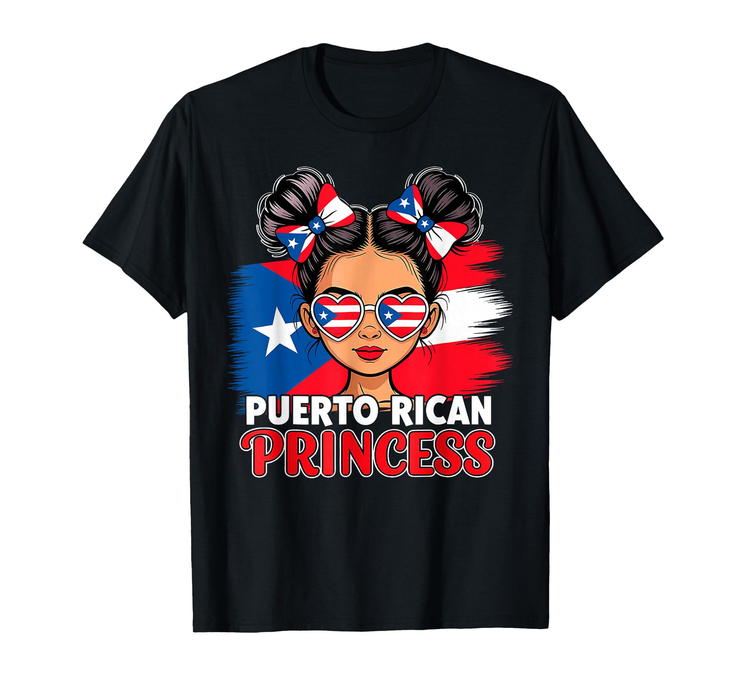 Puerto Rican Princess Girl Flag Hispanic Heritage Month Kids T-Shirt