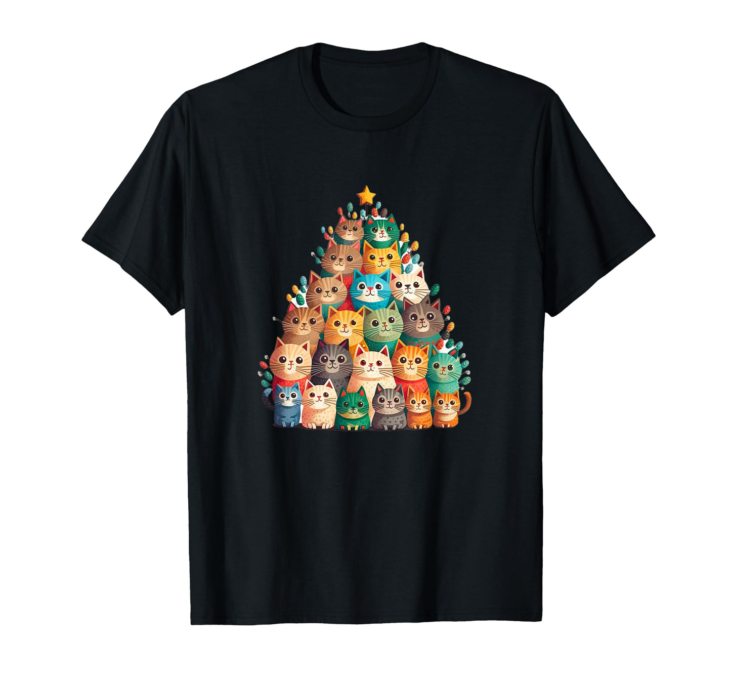 Cat Christmas Tree Funny Cats, Cute Kittens Christmas Tree T-Shirt