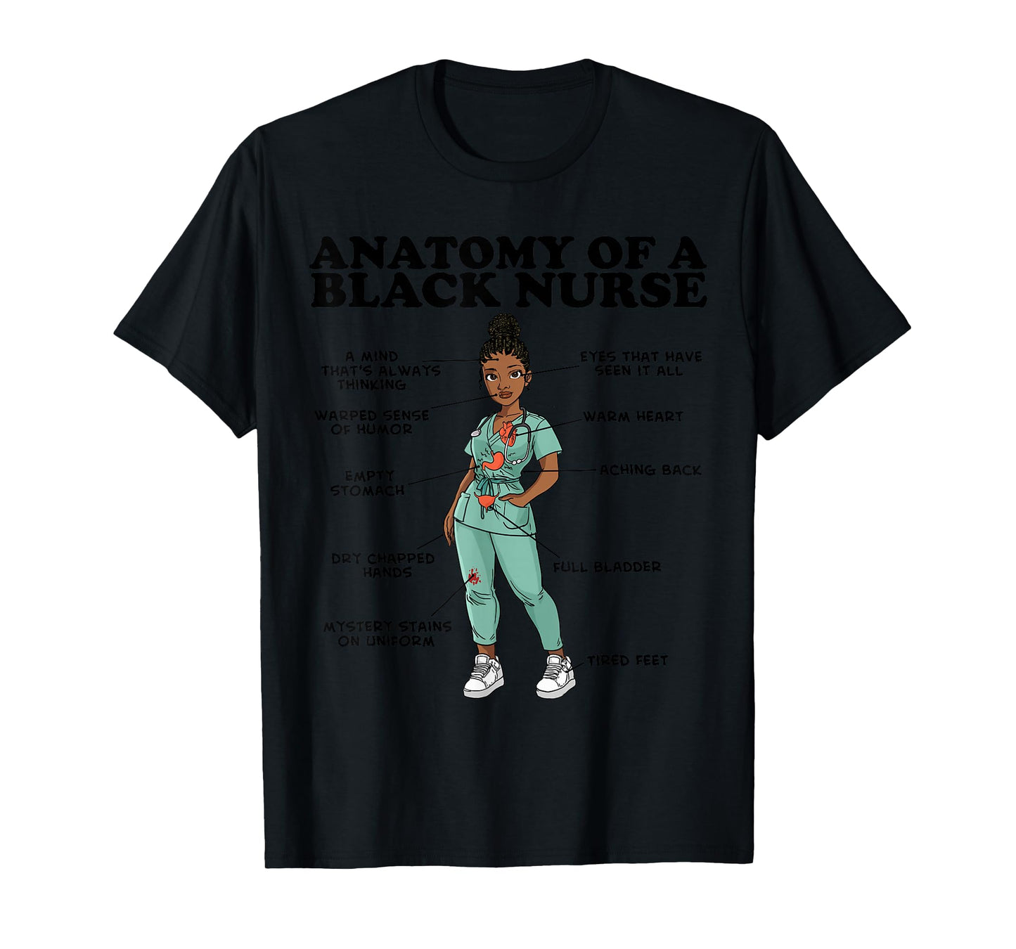 Anatomy of a Black Nurse T-Shirt