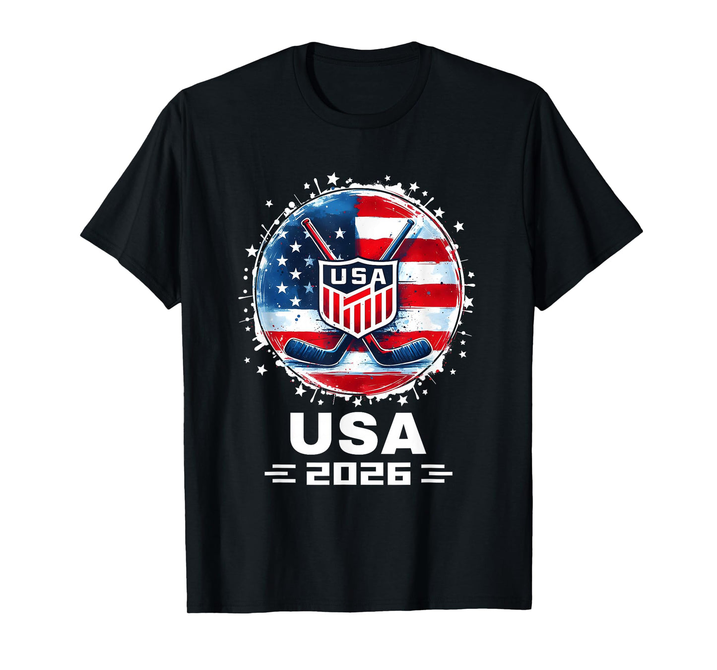 Hockey USA Go USA Team Tshirt USA Flag 2026 Hockey T-Shirt