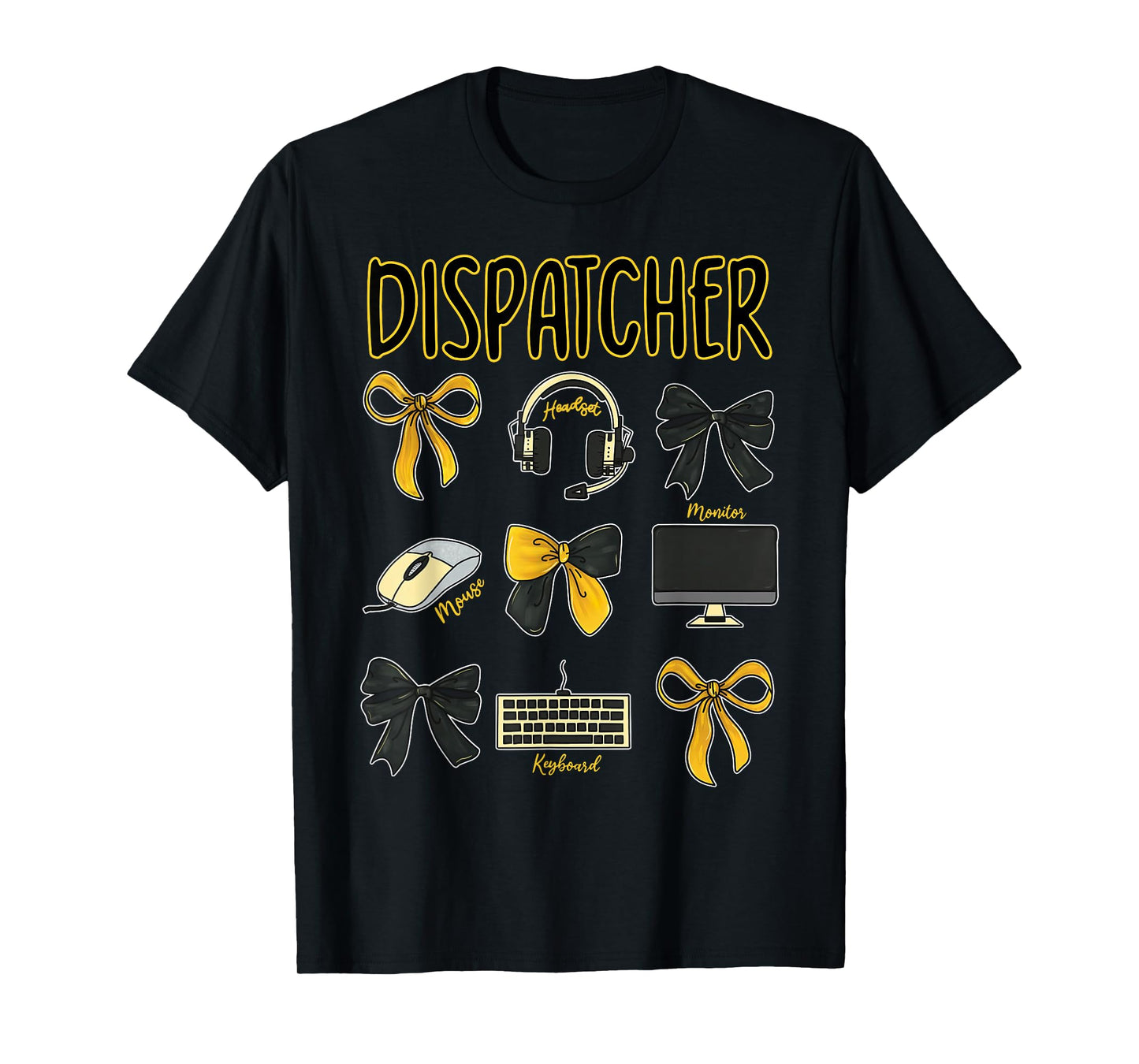 Coquette Bow 911 Dispatcher Dispatch Police Dispatch US Flag T-Shirt