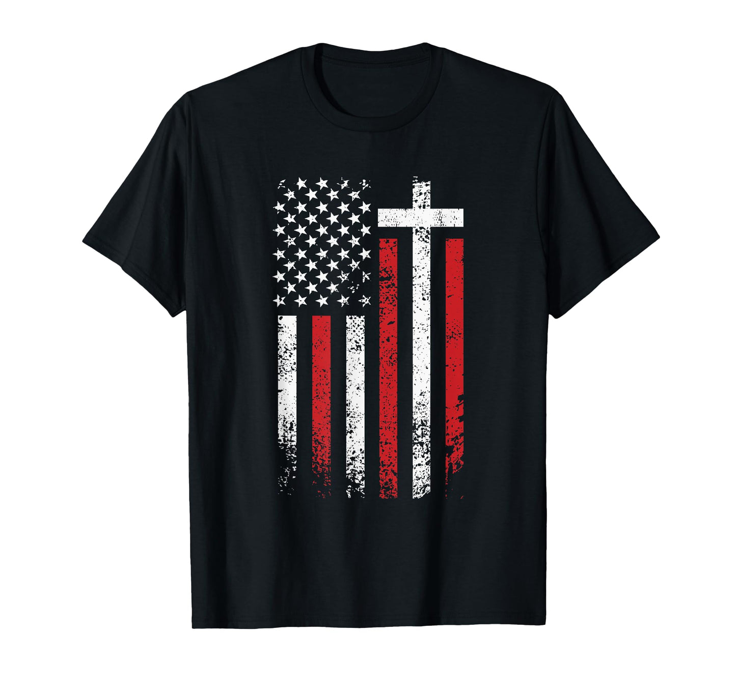 American Flag Cross Christmas Patriotic Religious Christian T-Shirt
