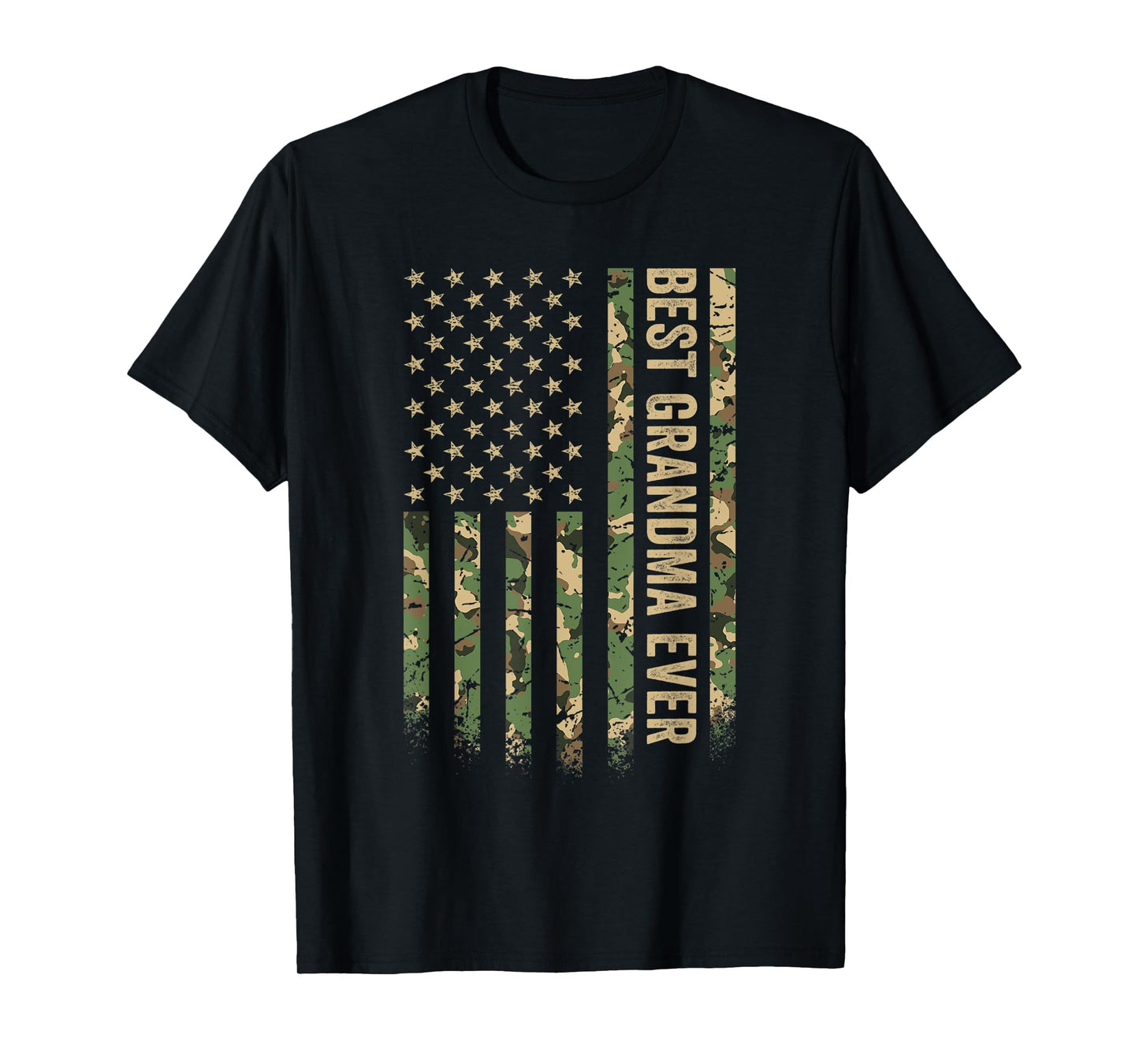 Best Grandma Ever American Flag Camo Veteran Patriotic T-Shirt for Women Men