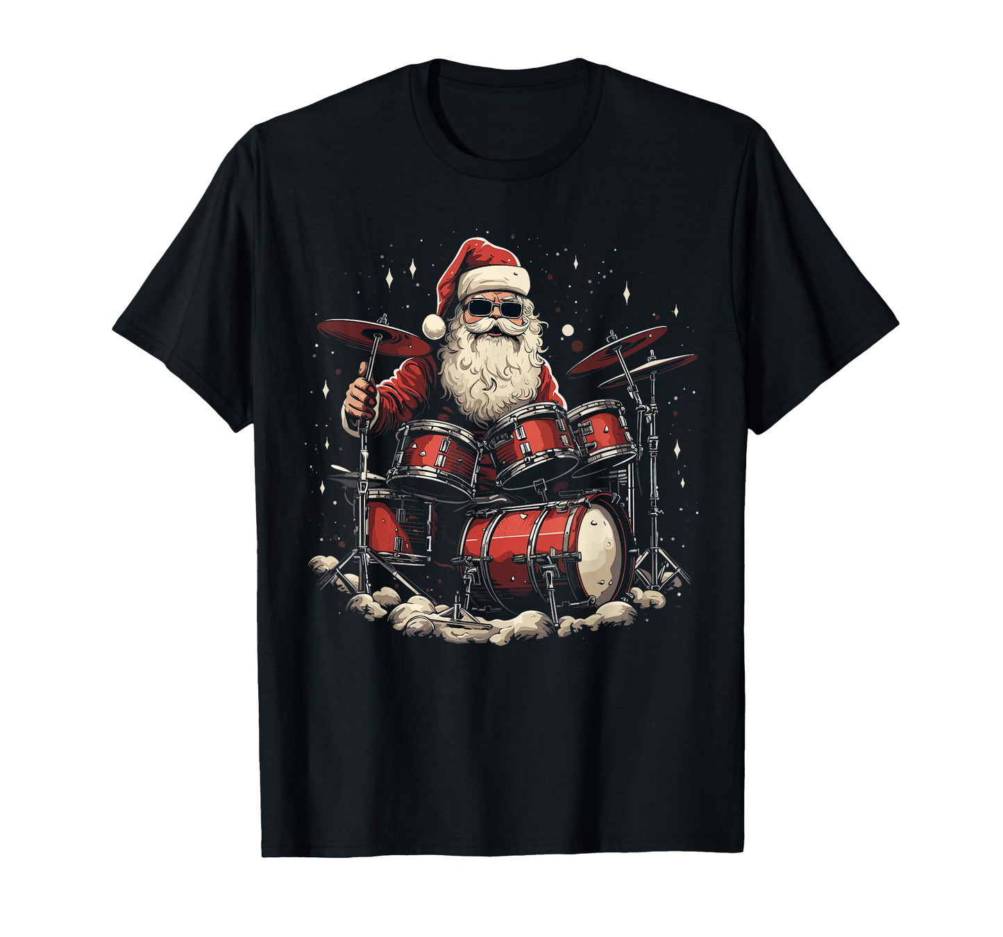 Rockstar Santa playing drums, Rock N Roll Christmas funny T-Shirt