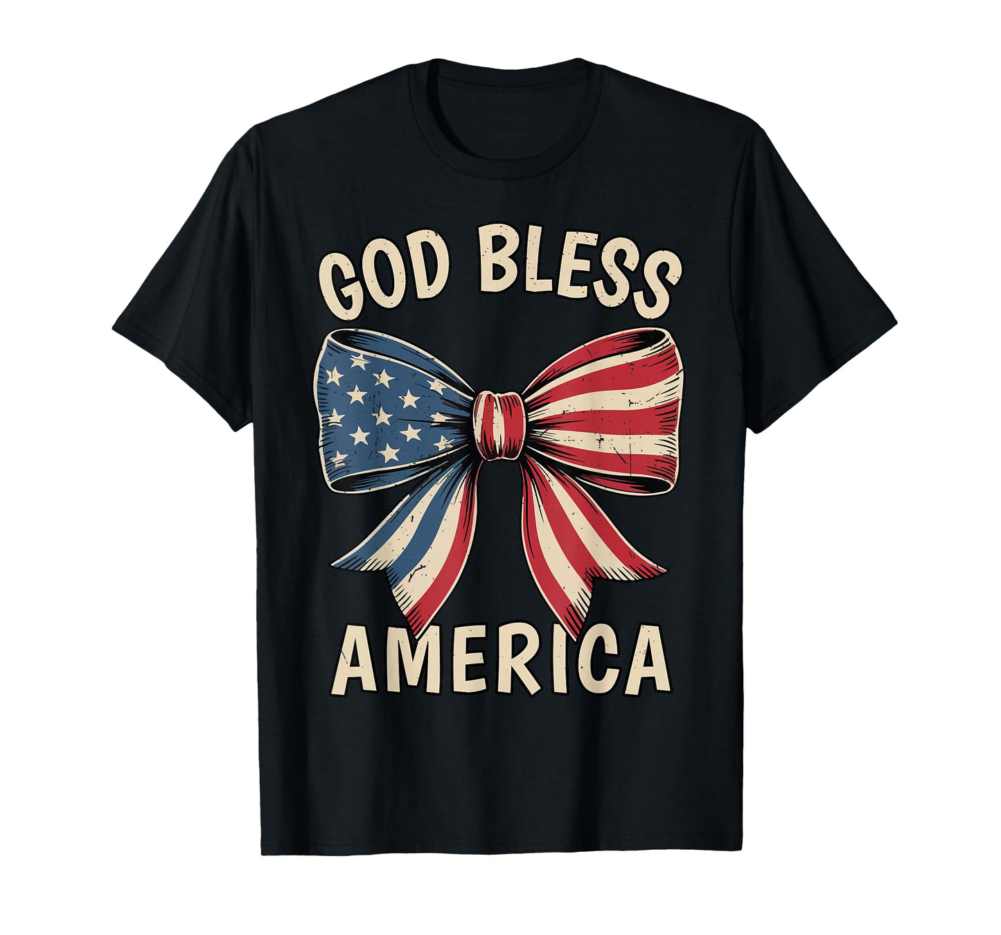 God Bless America Teen Girl Toddler Coquette Bows 4th July T-Shirt