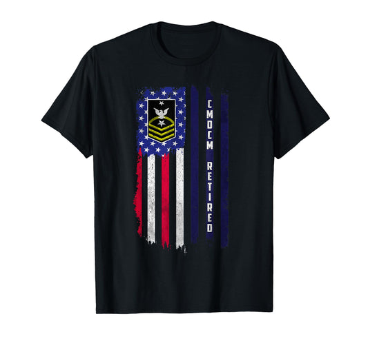 E-9 Command Master Chief Petty Officer Rank American Flag T-Shirt