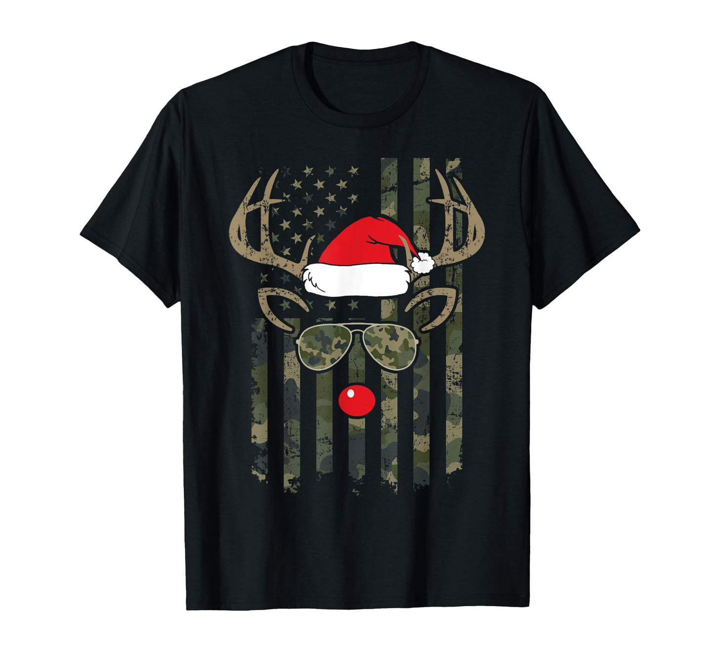 Whitetail Buck Bow Hunter Camo Funny Deer Hunting Christmas T-Shirt