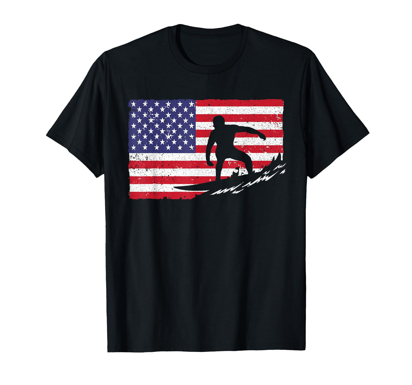 Cool Surfing for Men Women 4th of July American Flag Surfer T-Shirt