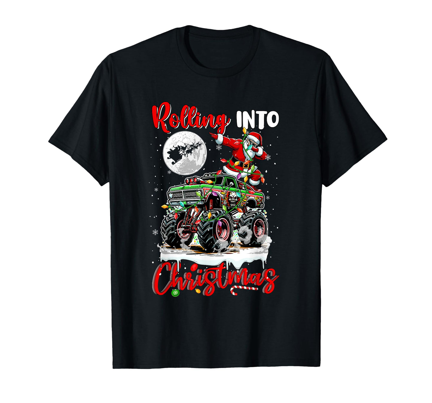 Rolling Into Christmas Santa Dabbing On Monster Truck Driver T-Shirt