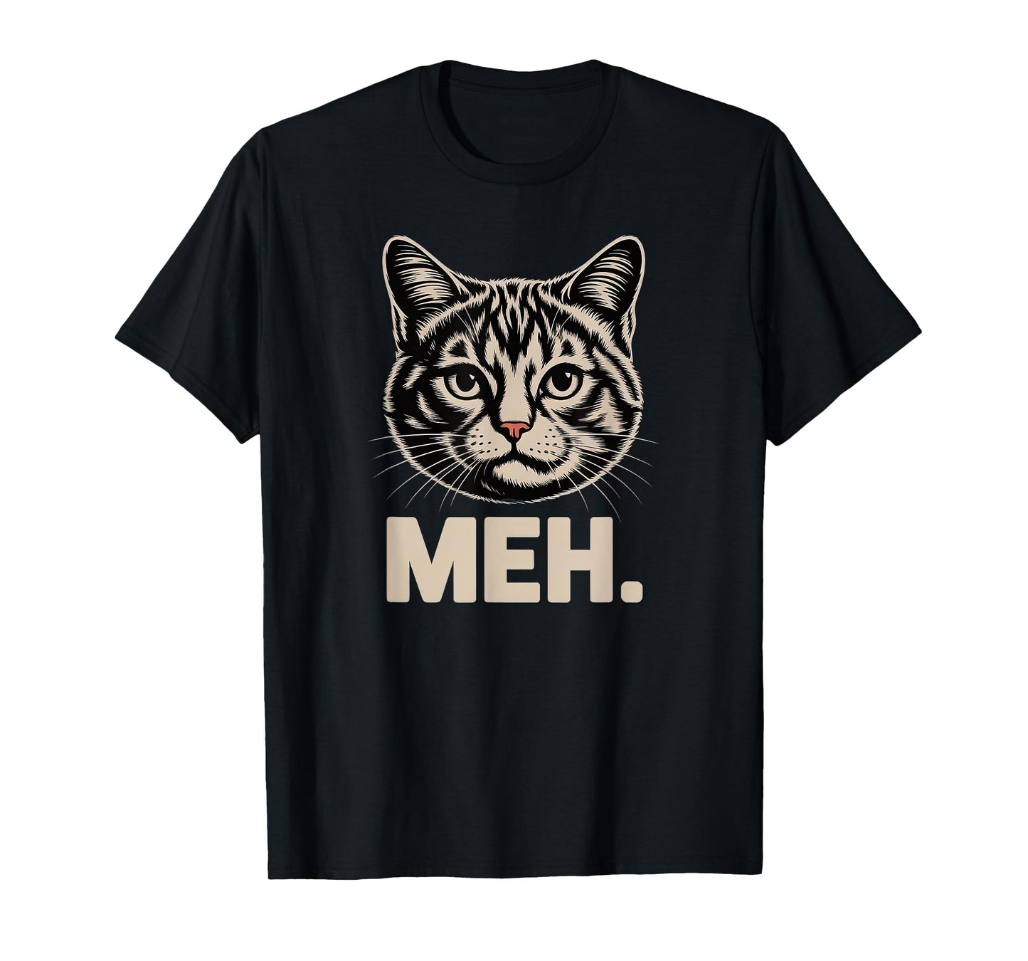 Funny Meh Cat Face Expression Sarcastic Feline T-Shirt