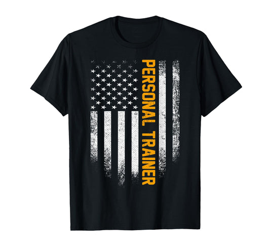 Vintage USA Personal Trainer American Flag Patriotic Funny T-Shirt