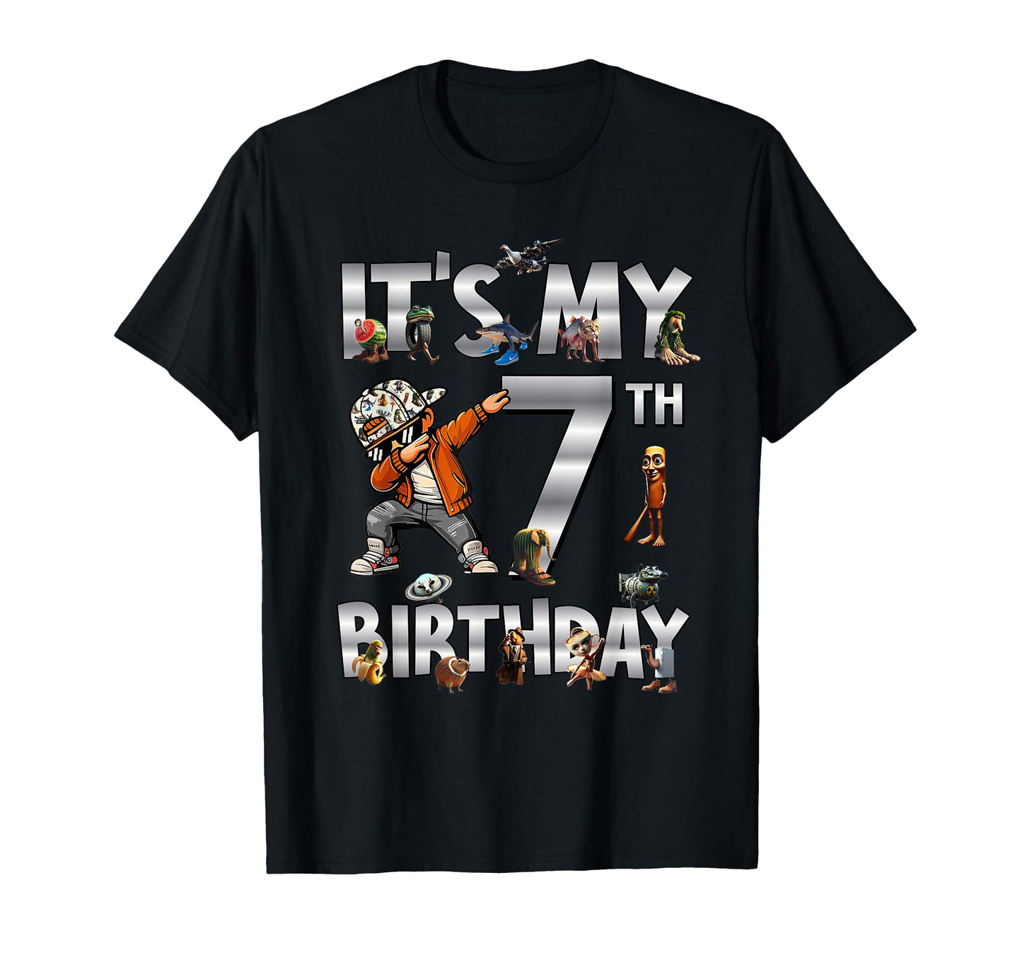 It's My 7th Birthday Dabbing Boy Italian Brainrot Meme T-Shirt
