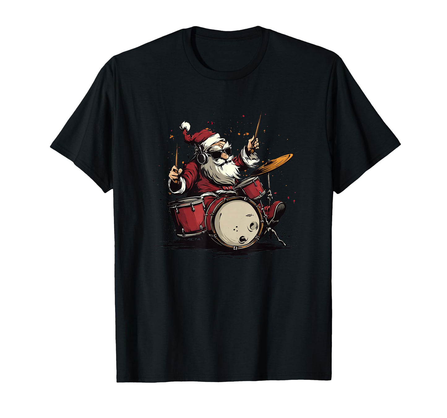 Rock'n Roll Santa Claus Costume for Drums Lovers T-Shirt