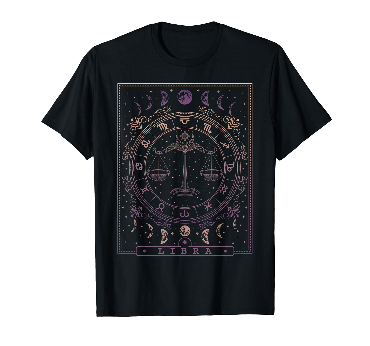 Libra Tarot Card Moon Phases Zodiac Sign Horoscope Astrology T-Shirt