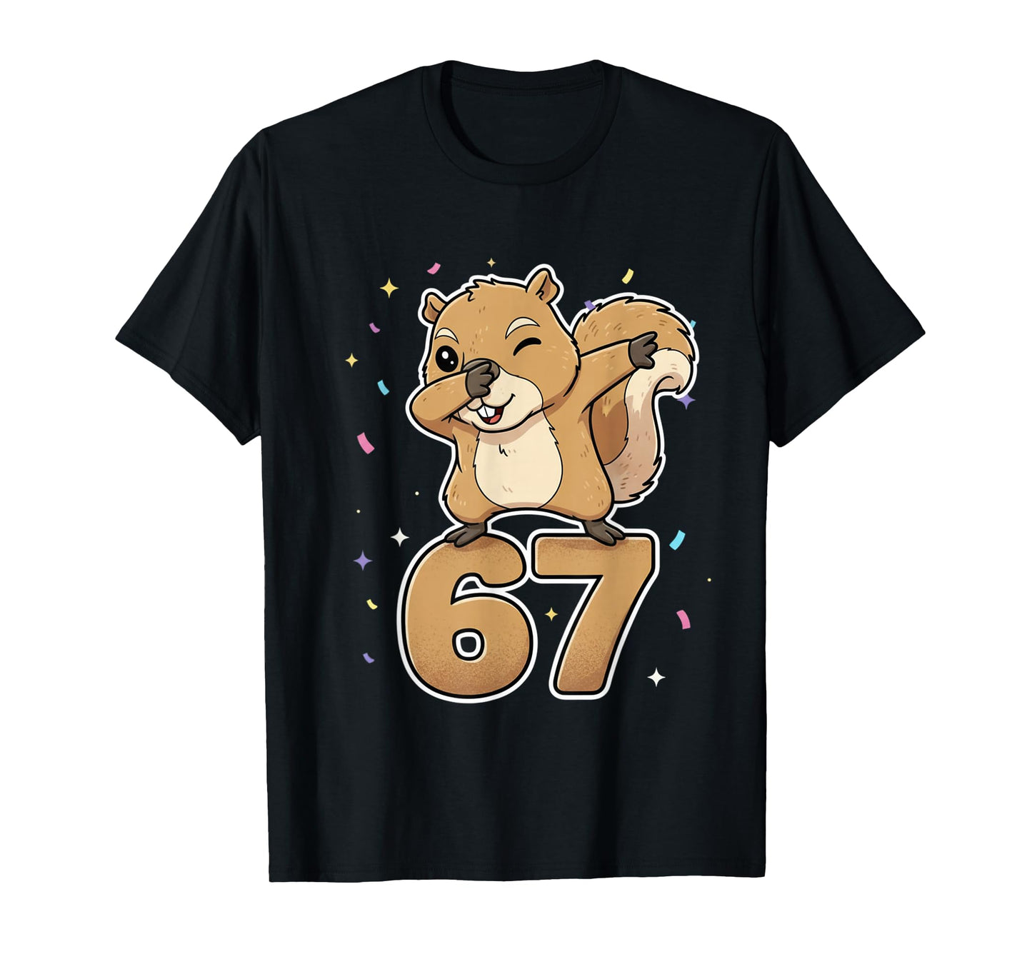 Dabbing 67 Squirrel 67 Funny Six Seven Gen Z Slang Meme T-Shirt