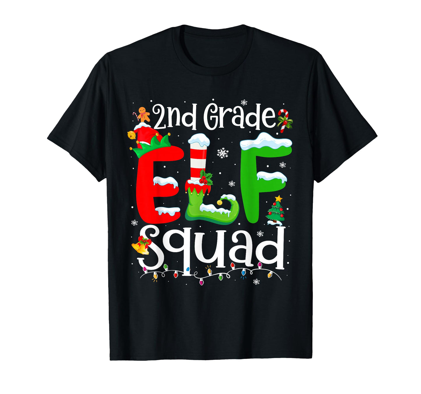2nd Grade Elf Squad Funny Teacher Christmas Students T-Shirt