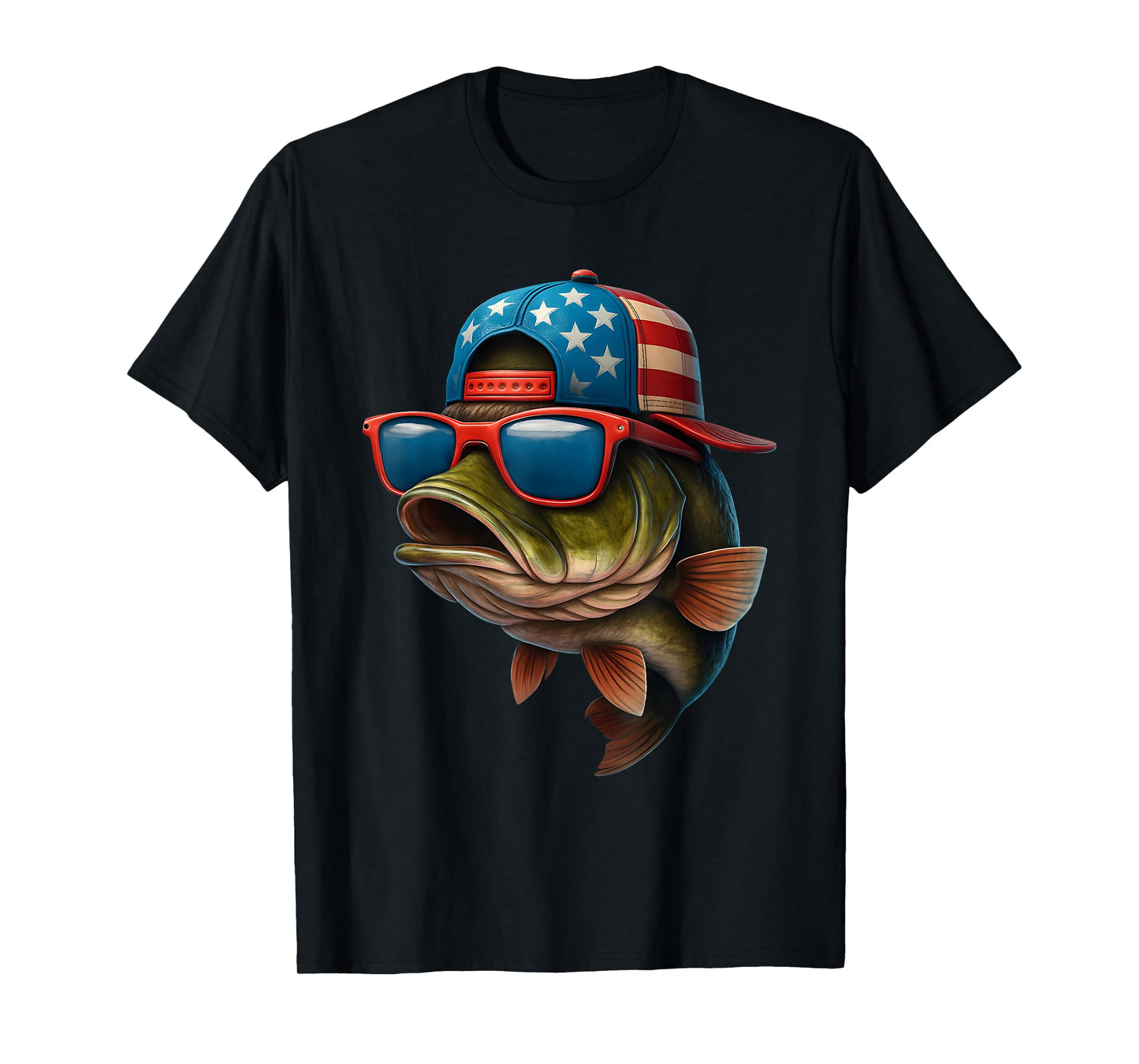 Funny USA Patriotic Fishing Fisherman American Flag Fish T-Shirt